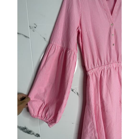 Sz 10 Lilly Pulitzer Carla Striped Dress Roxie Pink Harbor Seersucker Coastal - Picture 2 of 12